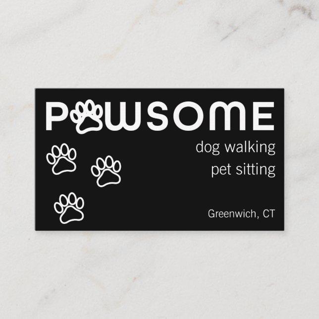 Modern Dog Walker Pet Sitter Pawsome Business Card (Front)
