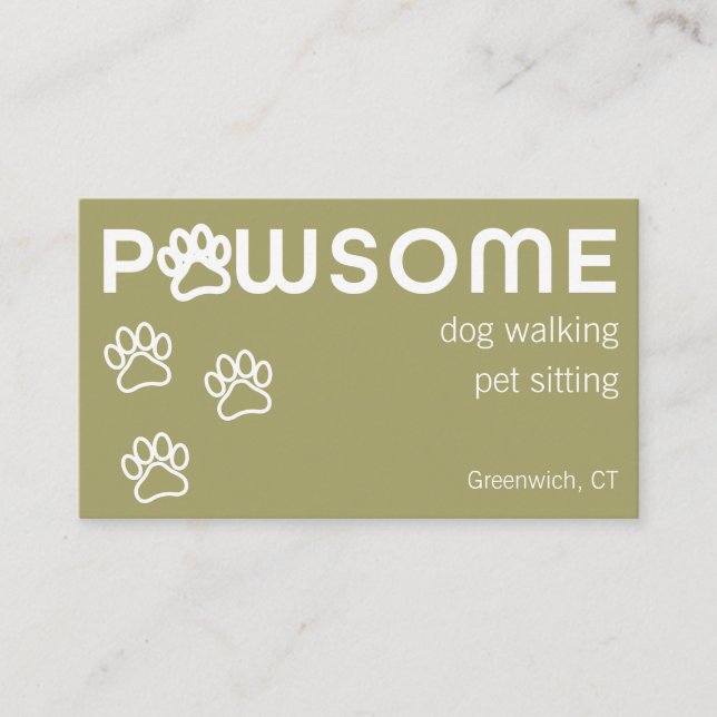 Modern Dog Walker Pet Sitter Pawsome Soft Green Business Card (Front)