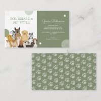 Modern Dog Walker Pet Sitter Watercolor Sage Green
