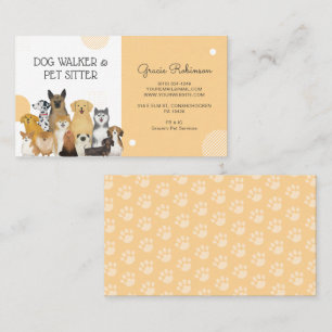 Modern Dog Walker Pet Sitter Watercolor Yellow Business Card