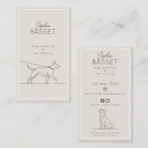 Modern Dog Walking, Pet Sitting Minimalist Business Card