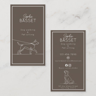 Modern Dog Walking, Pet Sitting Minimalist Business Card