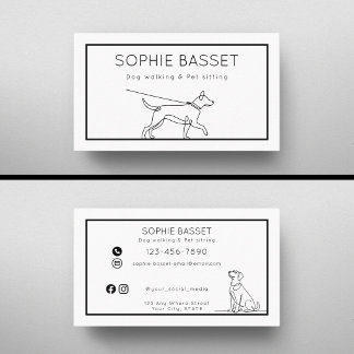 Modern Dog Walking, Pet Sitting Minimalist Business Card