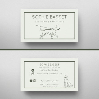 Modern Dog Walking, Pet Sitting Minimalist Business Card