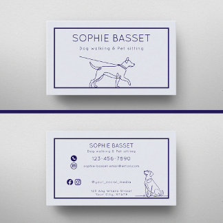 Modern Dog Walking, Pet Sitting Minimalist Business Card