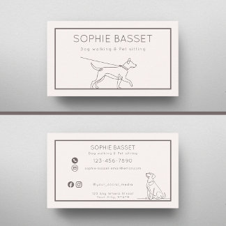 Modern Dog Walking, Pet Sitting Minimalist Business Card