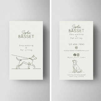 Modern Dog Walking, Pet Sitting Minimalist Business Card