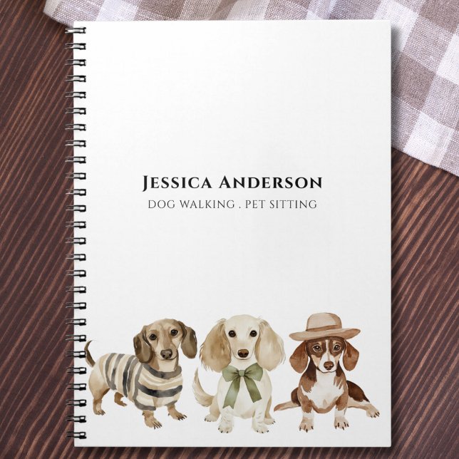 Modern Dog Walking Pet Sitting Watercolor  Notebook (Creator Uploaded)