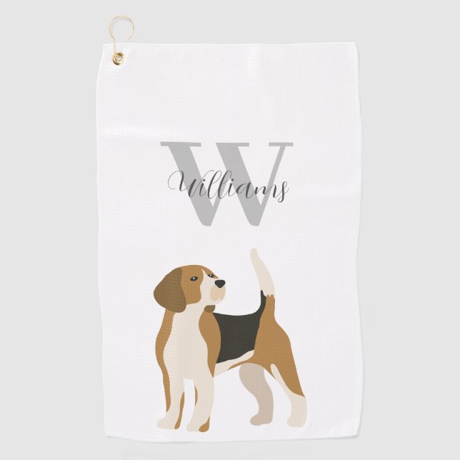 Modern Dog Watercolor Personalised  Golf Towel (Front)