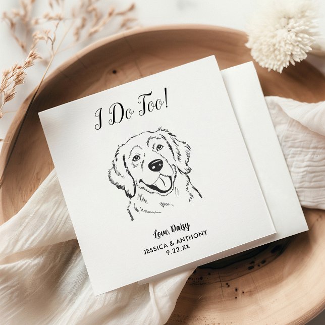 Modern Dog Wedding Cocktail Napkin  (Creator Uploaded)