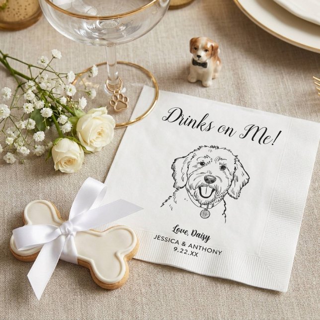 Modern Dog Wedding Cocktail Napkins  (Creator Uploaded)