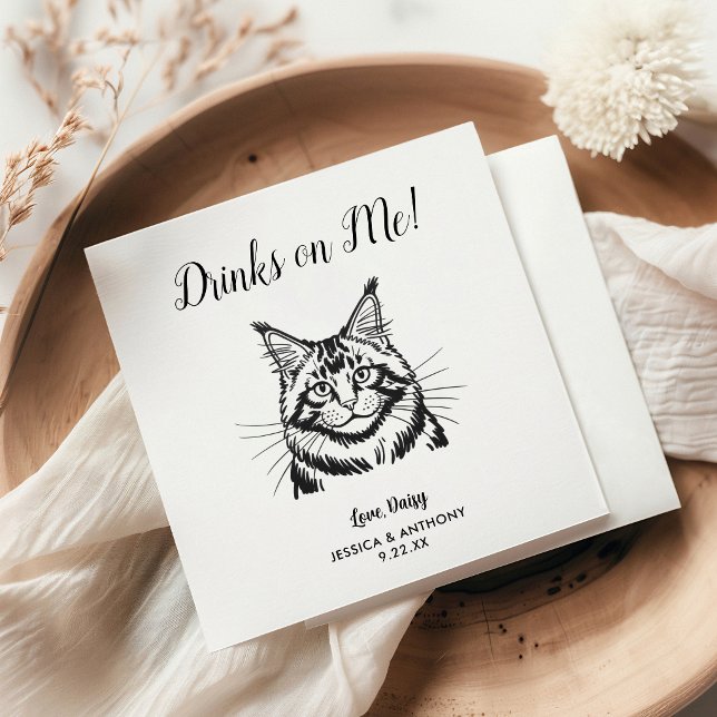 Modern Dog Wedding Cocktail Napkins  (Creator Uploaded)