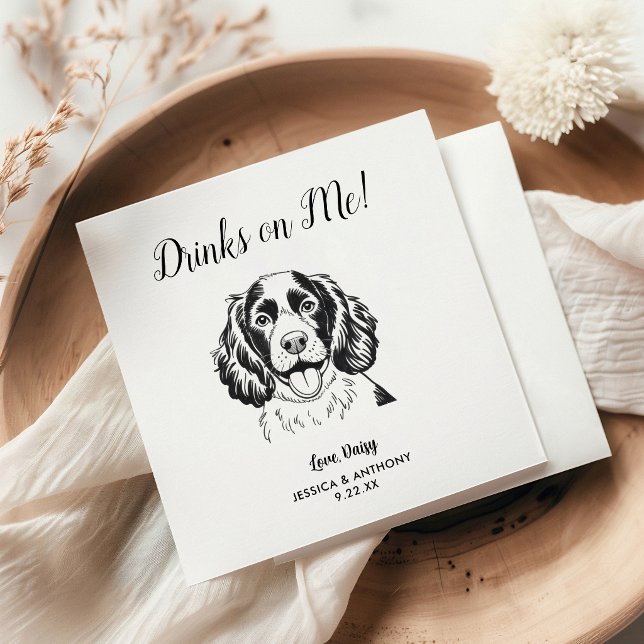 Modern Dog Wedding Cocktail Napkins  (Creator Uploaded)