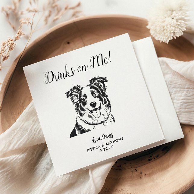 Modern Dog Wedding Cocktail Napkins  (Creator Uploaded)