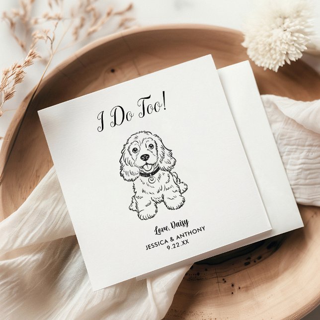 Modern Dog Wedding Cocktail Napkins  (Creator Uploaded)