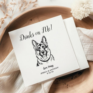 Modern Dog Wedding Cocktail Napkins 