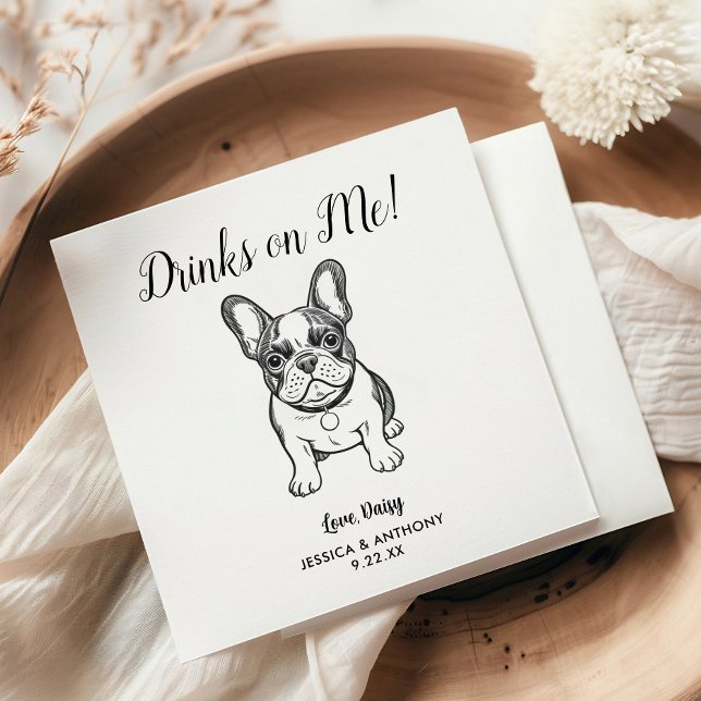Modern Dog Wedding Cocktail Napkins  (Creator Uploaded)