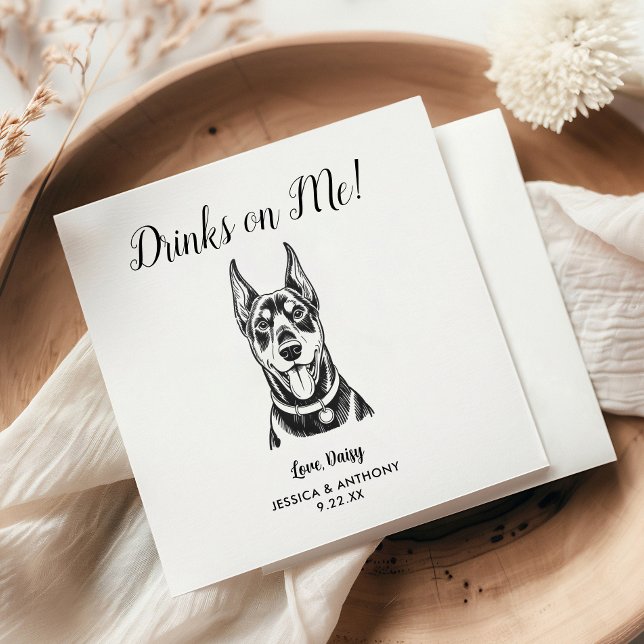 Modern Dog Wedding Cocktail Napkins  (Creator Uploaded)