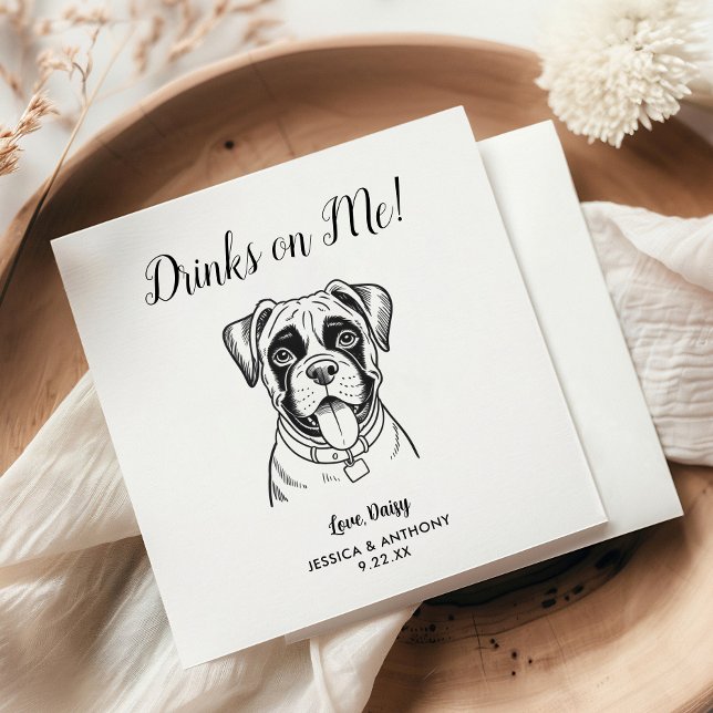 Modern Dog Wedding Cocktail Napkins  (Creator Uploaded)