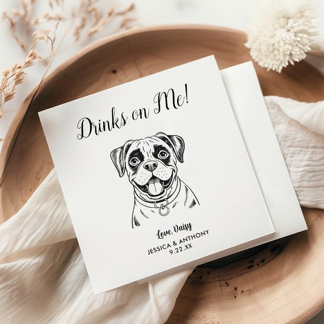 Modern Dog Wedding Cocktail Napkins  (Creator Uploaded)