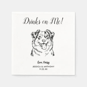 Modern Dog Wedding Cocktail Napkins