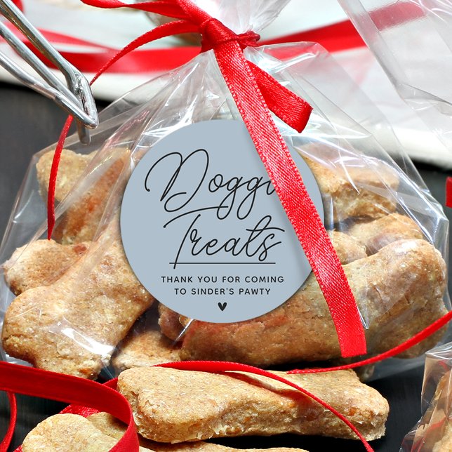 Modern Doggie Treats Thank You Pawty Classic Round Sticker (Modern Doggie Treats Thank You Pawty Classic Round Sticker)