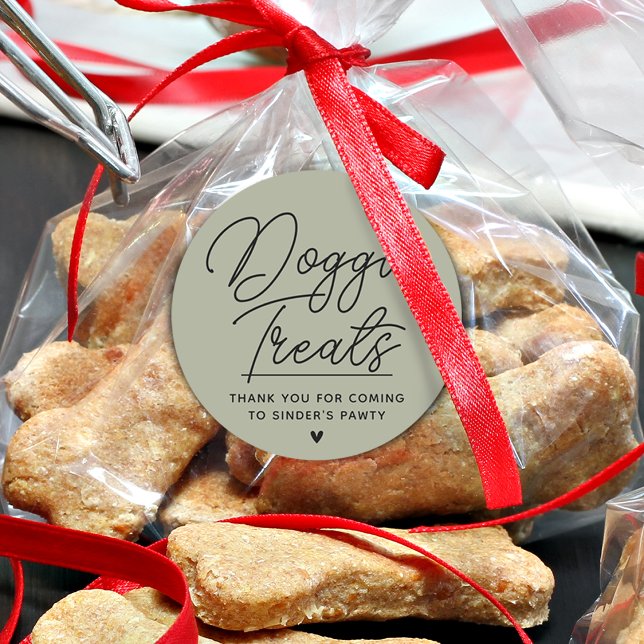 Modern Doggie Treats Thank You Pawty Classic Round Sticker (Modern Doggie Treats Thank You Pawty Classic Round Sticker)