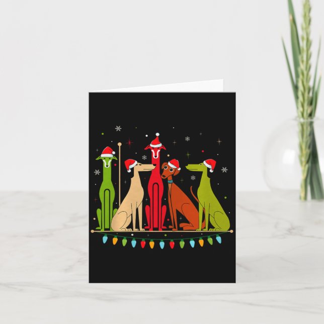 Modern Dogs 60s 70s 80s Style Funny Dogs Christmas Card (Front)