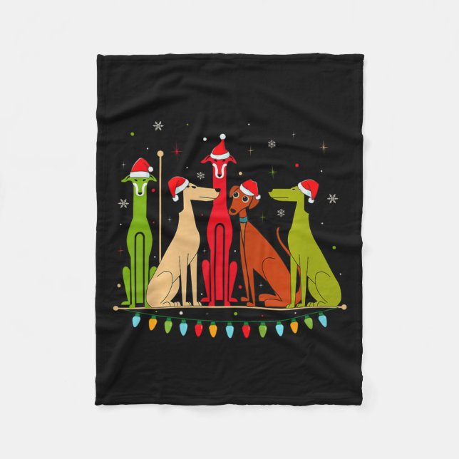 Modern Dogs 60s 70s 80s Style Funny Dogs Christmas Fleece Blanket (Front)