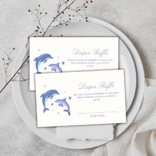 Modern Dolphin Stars Diaper Raffle Baby Shower Enclosure Card