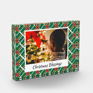 Modern DOMINICA FLAG Christmas Keepsake Photo Block