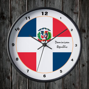Modern Dominican Flag, trendy Dominican Republic Round Clock