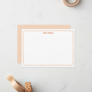 Modern Doodle Border Orange Personalised Flat Card