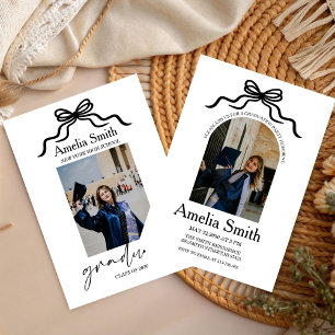 Modern doodle Bow Graduation Class of 2026 Photo Invitation