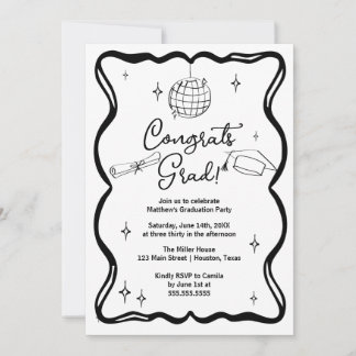 Modern doodle Congrats grad! Graduation Invitation