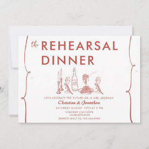 Modern Doodle Italian Food Rehearsal Dinner Invitation