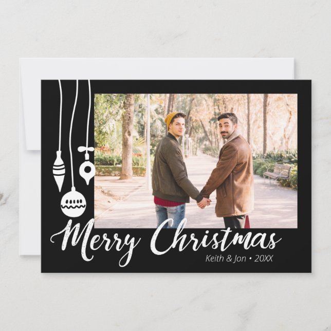 Modern Doodle Photo Holiday Card (Front)