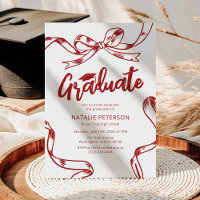 Modern Doodle Red Bow Graduation Party