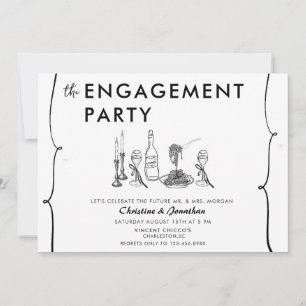 Modern Doodle  Whimsical Engagement Party Invitation