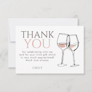 Modern Doodle Wine Glasses Thank You Bridal Shower Card