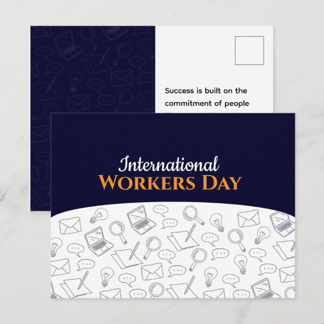 Modern Doodled International Workers' Day Card (Front/Back)