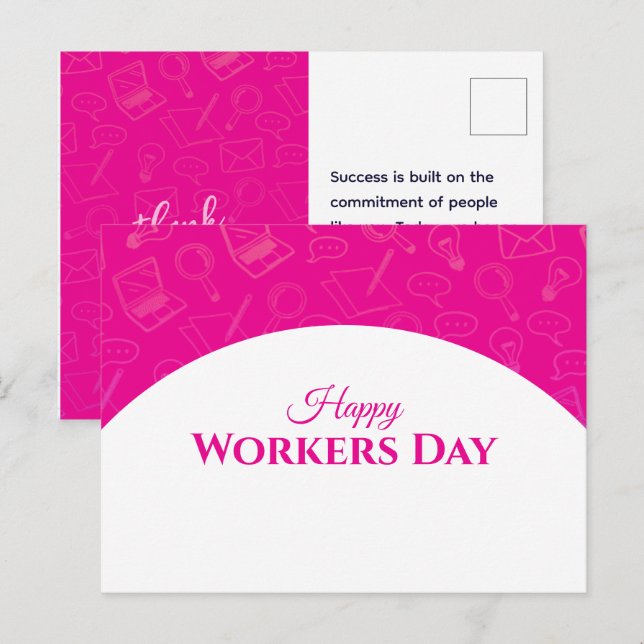 Modern Doodled International Workers' Day Card (Front/Back)