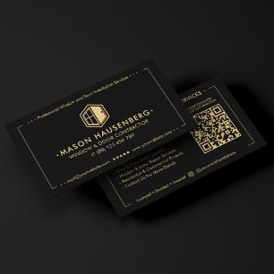 Modern Door Window Specialist Black Business Card