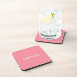 Modern dorm room pink name coaster
