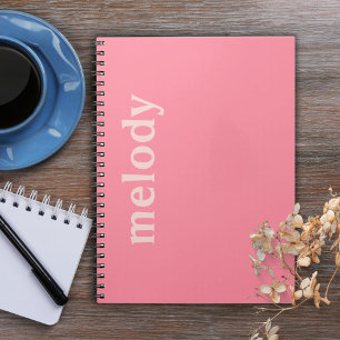 Modern dorm room pink name  notebook