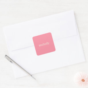 Modern dorm room pink name square sticker