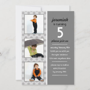 Modern Dot Photo Birthday Invitation (Storm)