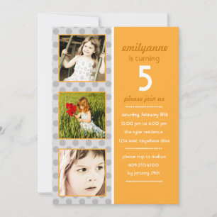 Modern Dot Photo Birthday Invitation (Sunset)