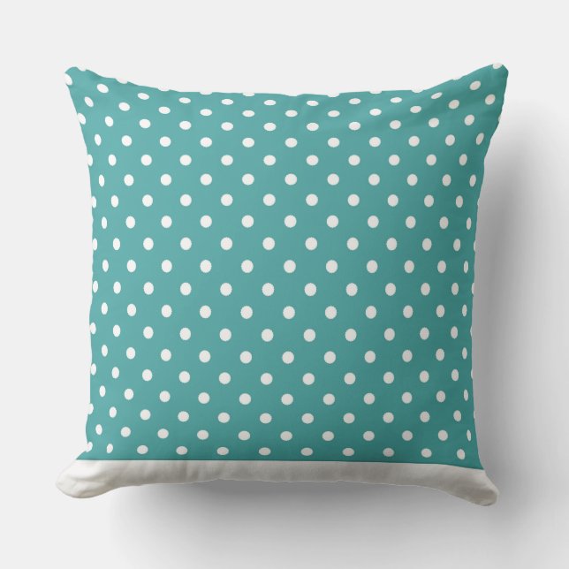 Modern Dot Pillow Teal with White Dots CH9 (Front)
