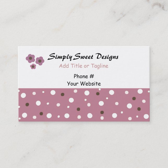 Modern Dots and Flowers Business Card (Front)